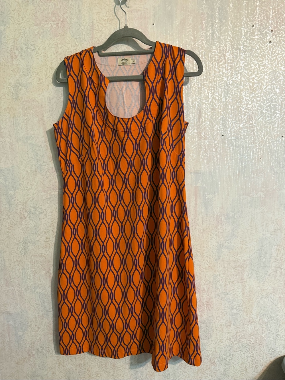 Katherine Way Orange Sleeveless Geometric Shift Mini Dress, Business Casual M